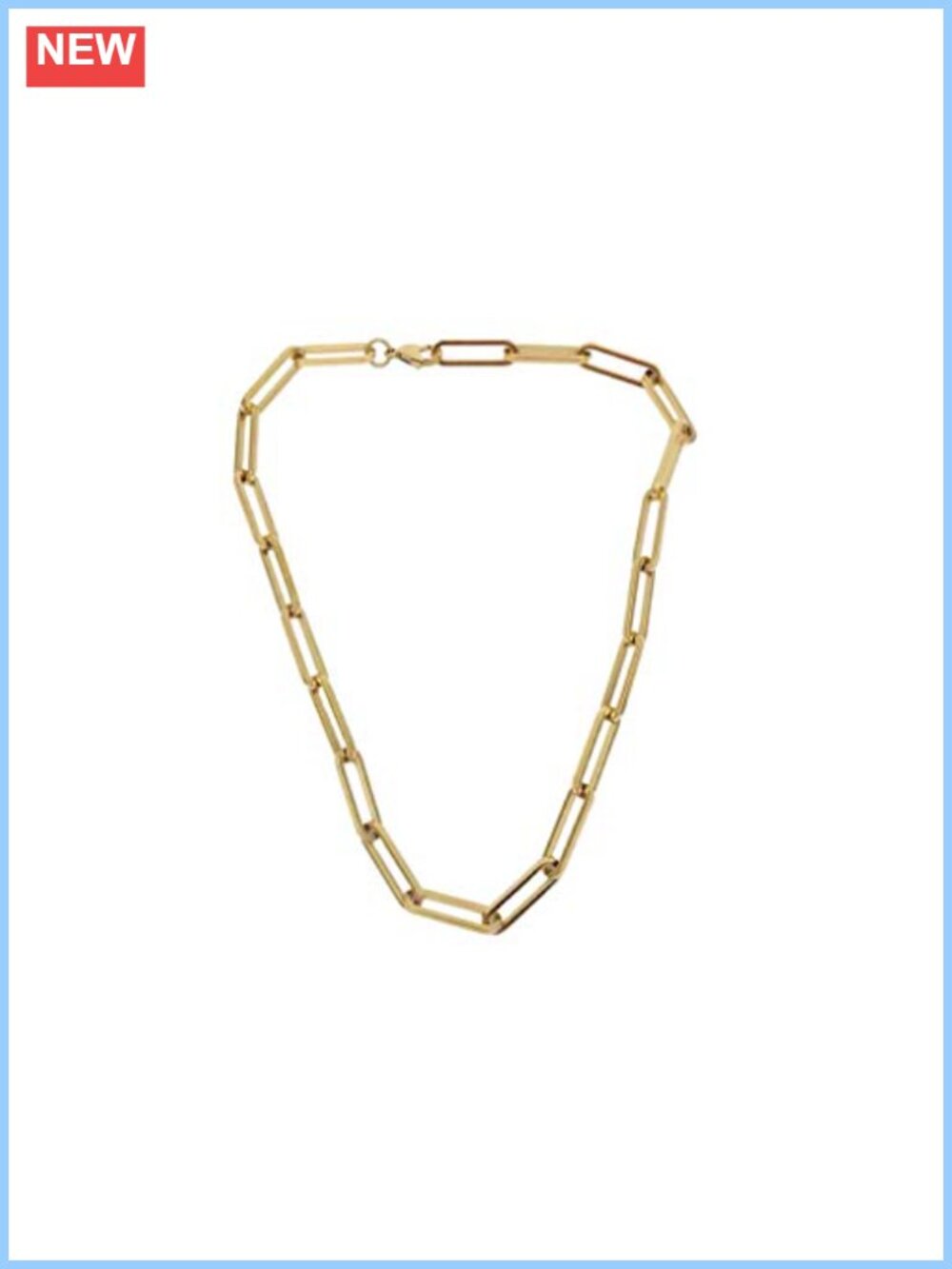 18K Gold Plated Titanium Thick Paperclip Chain Necklace Minimalist Short